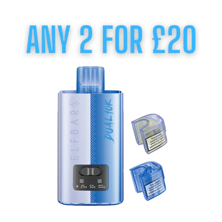 ElfBar Dual 10K Disposable Kit Blue Edition available from the online vape shop Vape Town UK