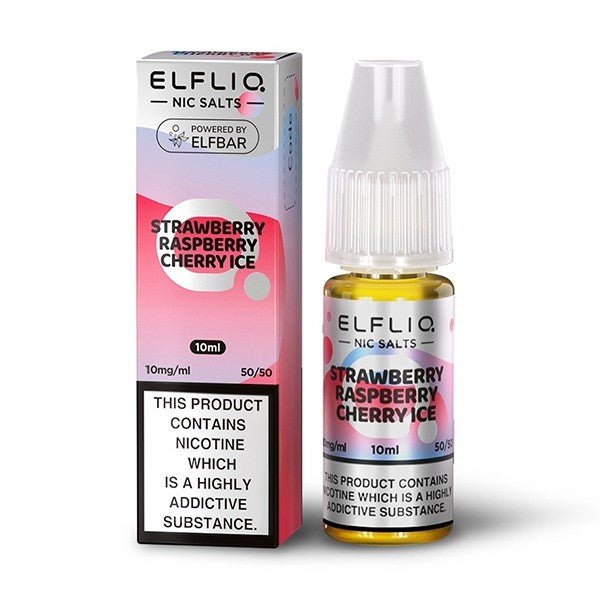 Elfliq by Elf Bar - Strawberry Raspberry Cherry Ice 10ml Nic Salt 5mg available from the online vape shop Vape Town UK